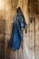 Vintage,Jeans hanging on the wall