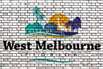 flag of West Melbourne painted on brick wall