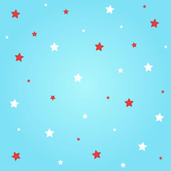 White and red stars with light blue background for Christmas festival.