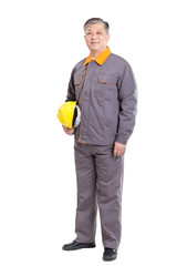 isolated engineer with yellow hardhat