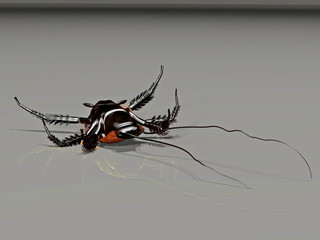 a computer rendered illustration of a cockroach
