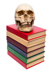 Skull of  person and  book.
