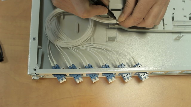 fiber optical network cables patch panel