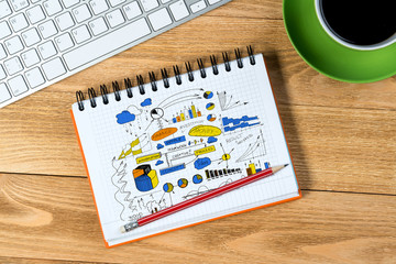 Business workplace with stuff