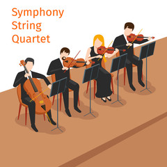 Symphonic orchestra string quartet vector background concept