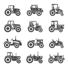 Tractor icons vector - obrazy, fototapety, plakaty