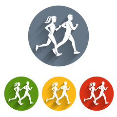 Running silhouettes icon