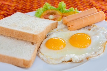 American Breakfast  in restaurant