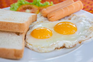 American Breakfast  in restaurant