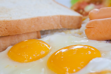 American Breakfast  in restaurant