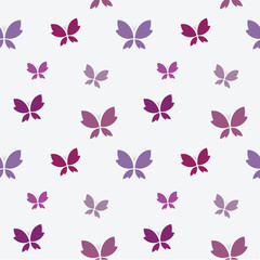 Vector seamless pattern with purple butterfly on white backgroun
