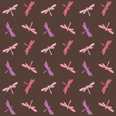 Dragonfly vector art background design for fabric and decor. Sea