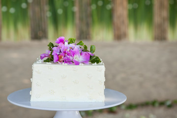 Wedding Cake with Flowers on Top