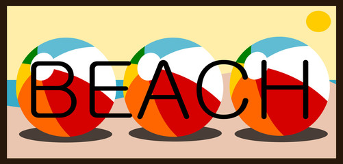 beach ball design with sand and sun