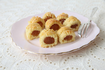 Homemade pineapple cookies, selective focus