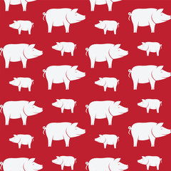 Pig vector art background design for fabric and decor. Seamless