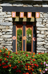 Fototapeta na wymiar the design of Bhutan window