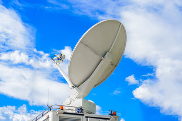 Satellite Dish on Mobile DSNG on Blue Sky