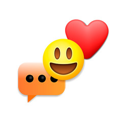 Valentines day emoticon icons, Love emoji symbols