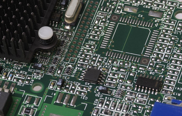 Printed circuit board with electronic components. Computer and networking communication technology...