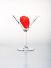 Strawberry in cocktail glass