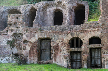 Fototapeta premium Ruins on the Palatine hill, historical part in Rome, Italy