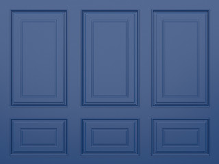 classic blue  wall ,3d render 