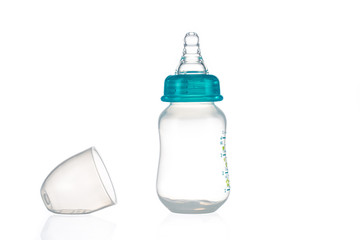 Baby milk bottle isolated on white background