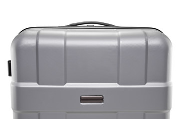 grey suitcase plastic. upper part of the handle