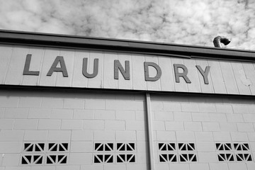 aged and worn black and white vintage laundry