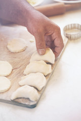lay out the dumplings on the board