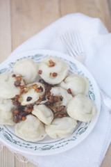 ravioli with bacon, top view