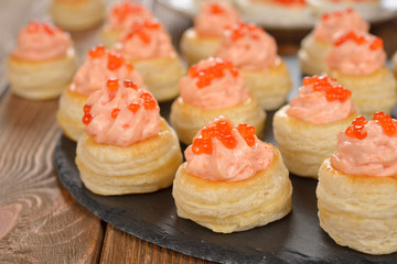 Canape with salmon mousse