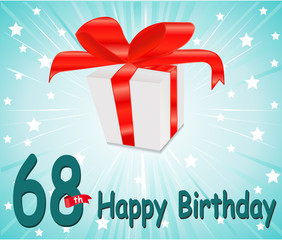 68 year Happy Birthday Card with gift and colorful background in vector EPS10