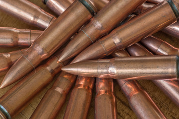 Bullets of 7.62 mm caliber. Kalashnikov machine gun.