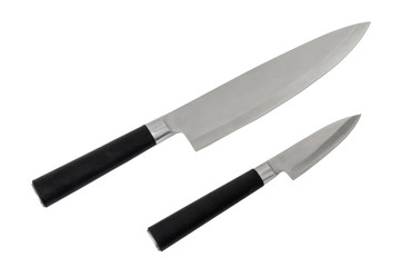 Kitchen knives isolated on white background