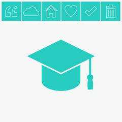 Graduation cap vector icon.