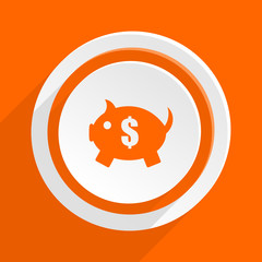 piggy bank orange vector icon