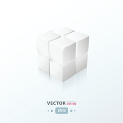 3D Cube White Color