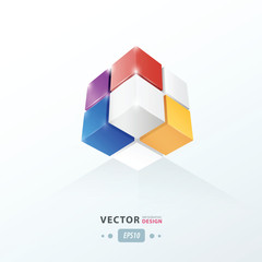 Fototapeta premium Cube Worm View pink, blue, orange, Purple color