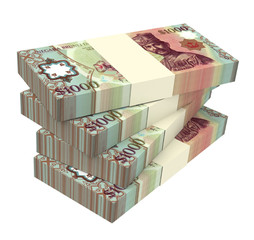 Brunei dollar bills isolated on white background. Computer generated 3D photo rendering.