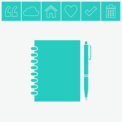 Contacts book with pen vector icon.