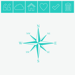 Wind rose compass vector icon.