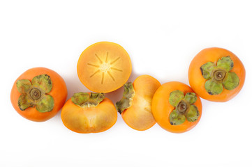 ripe persimmon fruit isolated on white background
