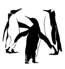 Vector illustration of three penguins