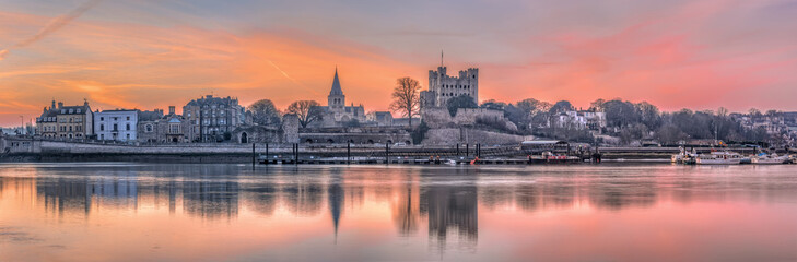 Rochester, United Kingdom - March 12, 2015: Dawn over Rochester. Early morning picture with...