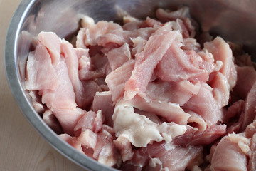 Sliced pork in a dish
