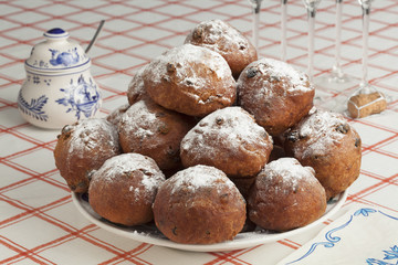  Heap of sugared fried fritters or oliebollen