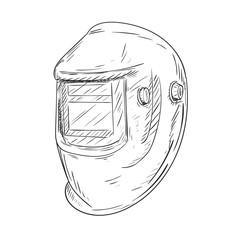 Welding helmet. Sketchy vector illustration