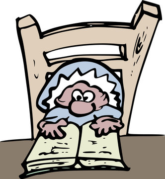 Illustratie van een mannetje dat een boek leest